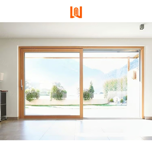 Portes d'entrée résidentielles avant Portes coulissantes en bois plaquées d'aluminium Verre trempé Portes coulissantes à double vitrage - Product Image 2