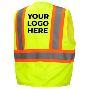 CITICITY Class 2 High Visibility Mesh Contrast Trim Reflective Vest <b>Construction</b> <b>Work</b> <b>Jacket</b> Zipper Front Safety Vest with logo - Product Image 3