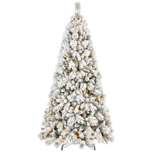 <b>Christmas</b> <b>Tree</b> with Premium PVC Needles and 1964 Branch Tips, Pre-Lit Snow Flocked Hinged Pine <b>Tree</b> with Solid Metal Stand - Product Image 1