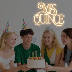 Letrero <span class=keywords><strong>de</strong></span> Neón Mis Quince, Luz LED Blanca Cálida para Fiesta <span class=keywords><strong>de</strong></span> Quinceañera, Decoración <span class=keywords><strong>de</strong></span> Cumpleaños, Letreros <span class=keywords><strong>de</strong></span> Neón Personalizados - Product Image 3