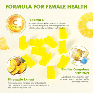 Gummies Premium pour l'Équilibre Féminin à l'Ananas |   Soutien de l'équilibre du pH pour la santé intime des femmes, formule végétalienne, sans gluten, naturelle - Product Image 4