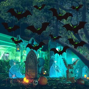Glow-in-the-Dark Halloween Bat Hanging Decorations - Fluorescent Swing Yard Ornaments with Eyes for Spooky Party Atmosphere - Product Image 4