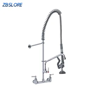 Kitchen Faucet Hot Selling Hot And Cold Commercial Style Pre Rinse Wall Mounted Pull Out Kitchen Faucet Of Solid Brass High Arch