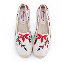 Espadrilles pour femmes personnalisées faites à la main plat Floral sans lacet décontracté Sapatos chanvre véritable plate-forme en caoutchouc Offre Spéciale pour l'été et le printemps