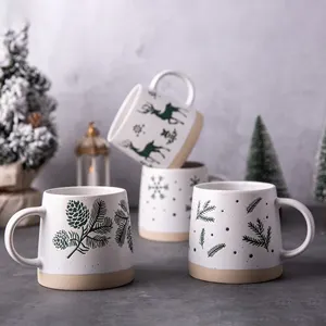 Verkaufsschlager weihnachtsdekoration artikel 13 oz weißer keramischer kaffeebecher mit beliebtem seidendruck