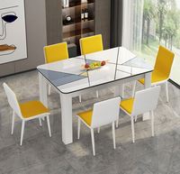 Ensemble table et chaises rectangulaires en pierre pour salon et salle à manger, style moderne et simple pour la famille