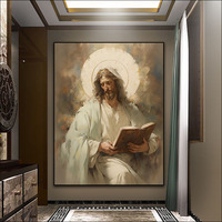 Peinture sur toile de décoration chrétienne représentant le portrait de Jésus, arts muraux, arts religieux modernes, peinture au diamant LED