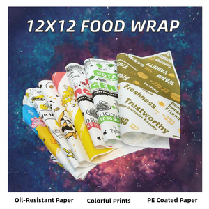 Tùy chỉnh in không thấm mỡ một mặt PE tráng giấy trắng tờ 12x12 bánh sandwich Hamburger Deli bọc bánh mì Sushi bù đắp - Product Image 2