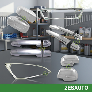 ZESAUTO Chrome Car <b>Door</b> Handles Side <b>Mirror</b> Covers Trim Set for Replacement Repair Metal Finish - Product Image 3