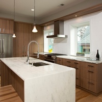 CBMMart ensemble de meubles de cuisine contemporains avec comptoir armoires en bois personnalisées à plat pour projets d'appartements