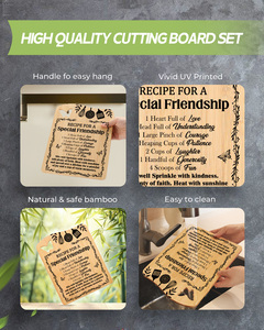 Wholesale Engraved Bamboo Rectangle Chopping Board Rustic Serving Tray Set Anti-Slip Dishwasher Safe Eco-Friendly Custom Logo - Product Image 3