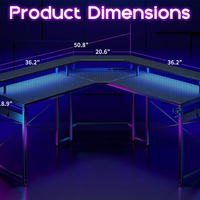 Table d'ordinateur pour usage domestique, bureau de jeu pour joueur, bureau d'ordinateur en forme de L, grand bureau d'angle pour PC, bureau de jeu RGB avec éclairage LED, vente chaude