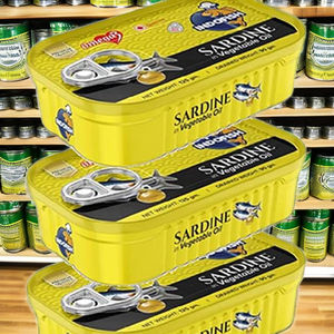 HACCP في محلول ملحي منخفض الملح sardin g * 48 علب سمك الماكريل المعلب مع الحفاظ على الجسم والزعانف - Product Image 2