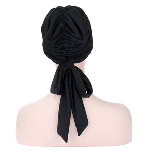 Chapeau turban pré-attaché de style ethnique pour femmes musulmanes <span class=keywords><strong>Foulard</strong></span> hijab intérieur Longue queue Perte de cheveux Casquette de <span class=keywords><strong>chimio</strong></span> Bonnet Turban Chapeau Bandanas - Product Image 6