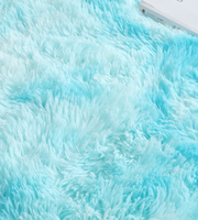 Ciel Bleu Long Cheveux Moelleux Tapis Salon Doux Shaggy Tapis Avec Support En Toile