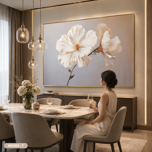 Peinture florale murale en soie haut de gamme, décoration artisanale en soie textile, fleur de pivoine dorée, fournisseur d'usine du Vietnam, modèle H0302-7 - Product Image 2