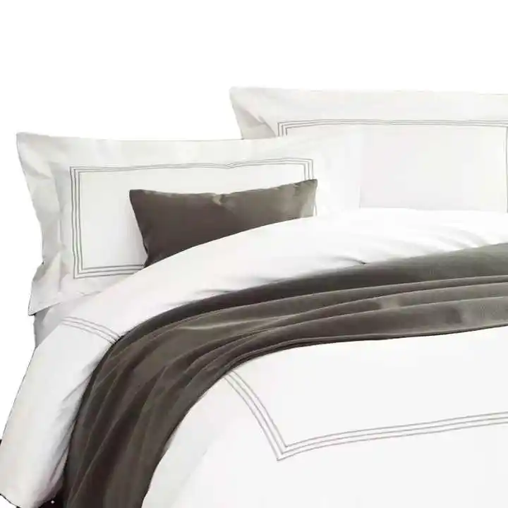 Juego de cama de 4 piezas de lujo personalizado sábanas de algodón egipcio de lujo 40S 200TC ropa de cama de hotel blanca lisa