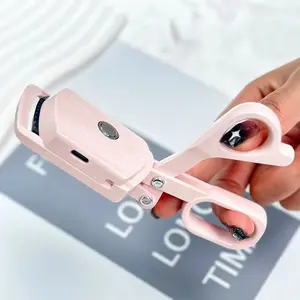 New Product Mini Portable Heated Pink Eyelash Curler Kit With USB Charger Electric Heated Eyelash Curler