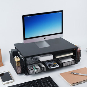 Computer Monitor Riser Stand With Storage Shelf For Desk Organization Office Desktop Organizer Rectangle Multipurpose Standing - Product Image 2