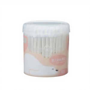 100 cotons-tiges en forme de <span class=keywords><strong>gourde</strong></span> pour le nettoyage et les soins des nouveau-nés, en emballage seau avec boîte - Product Image 1