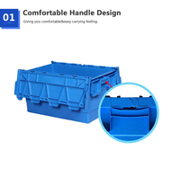 Boîte de rangement pliable et empilable en plastique robuste à couvercle articulé, moulée par injection, pour le transport et le stockage, vente en gros