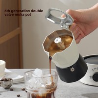 Caffettiera Moka a Doppia Valvola di 6a Generazione, Portatile per Uso Esterno, Compatta per Casa, Ottagonale Classica in Alluminio