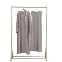 Abaya Cardigan Élégante et Modeste en Polyester Uni pour Femme 2026 – Vêtement Islamique de Dubaï, Abaya d'Été Nida à Nœud Papillon et Design Ouvert
