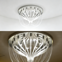 Lámpara de Techo LED de Fibra de Vidrio de Arte Moderno Personalizada, Pantalla de Acero Inoxidable, Garantía de 2 Años, CRI 80, 50000 Horas de Iluminación