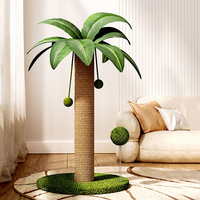 Griffoir pour chat en forme de palmier avec plateau tournant en bois véritable et grande balle en sisal, balles de catnip