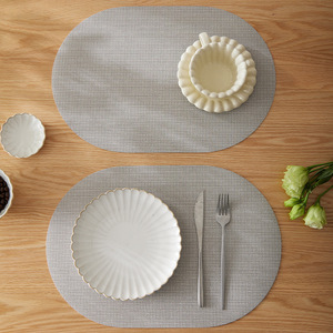 Set de table rond en tissu de style japonais, isolant thermique, couleur unie, compatible lave-vaisselle, pour repas occidentaux - Product Image 2