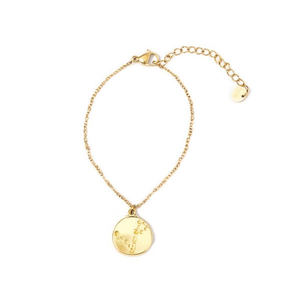 Pulsera Zi Charm con Colgante de Moneda Chapado en Oro, Cadena Ajustable, Joyería de Moda para Mujer - Product Image 1