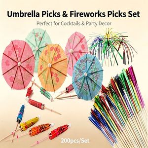 Colorful Toothpick Umbrella Cocktail Straw Set Disposable Party Decoration 8cm Wide Zhejiang Origin - Product Image 5