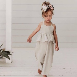 Vêtements d'été pour bébé, hauts et pantalons en mousseline personnalisés pour fillettes, ensemble décontracté de 2 pièces pour bébé - Product Image 1