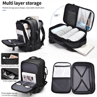 Sac à dos pour ordinateur portable de grande capacité, imperméable, avec logo personnalisé, 180 °   Sac à dos pour homme extensible à grande ouverture pour les voyages d'affaires