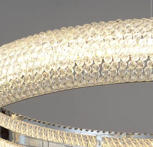 Modern Luxury Crystal <b>Chrome</b> Hanging Light Dining Room String Ring Crystal <b>Chandelier</b> - Product Image 5