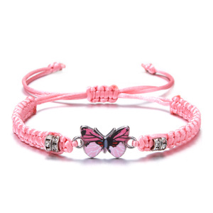 Bracciale fatto a mano con nodo piatto a corda rossa intrecciato braccialetti alla moda di san valentino <span class=keywords><strong>per</strong></span> uomini e donne migliori amici <span class=keywords><strong>gioielli</strong></span> a farfalla - Product Image 6