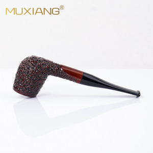 MUXIANG Wood Smoking Pipe Bent Type Resin Carved Acrylic Handle Tobacco Pipe Gift - Product Image 2