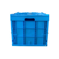 Caisse en PP opaque bleue haute capacité, pliable, recyclable, conteneur de manutention robuste, boîte en plastique empilable
