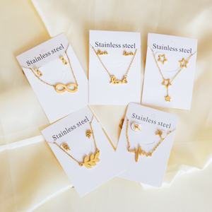 Ensemble de bijoux fantaisie pour femme en acier inoxydable, motif croix et collier cœur découpé pour fille, vente en gros à prix abordable - Product Image 1