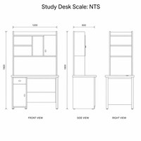 Bureau d'étude et d'écriture moderne et minimaliste en MDF, gain de place, avec bibliothèque intégrée, idéal pour la maison, le bureau ou la chambre d'étudiant - Vente en gros