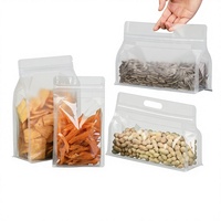 Sachets personnalisés transparents à fond plat avec fermeture éclair, imprimés flexo, décoratifs, en PE, pour aliments, résistants à l'humidité, pour salades et aliments pour bébés