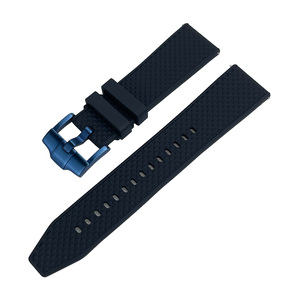 Bracelet de montre en caoutchouc silicone souple de haute qualité, couleur noire, 22 mm, avec boucle solide et barre à ressort à dégagement rapide - Product Image 5