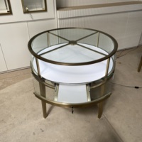 Bijouterie ronde de luxe Vitrine moderne Or Diamant Bijoux Présentoir en verre Comptoir Vitrines de table pour centre commercial
