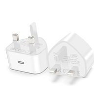 Vente directe usine – Chargeur mural électrique 20W PD avec prise UK Type-G, adaptateur d'alimentation USB-C à charge rapide, logo personnalisé OEM pour smartphone OTP