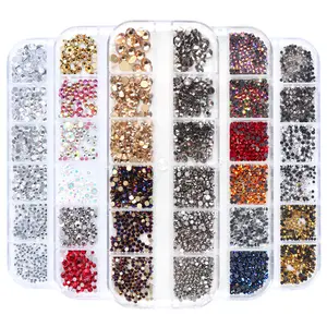 Nail Accessories Set Flat Stone Magic Ab Color Profiled Crystal Rhinestone Nail Art Decorative Glass Diamond Box Nail