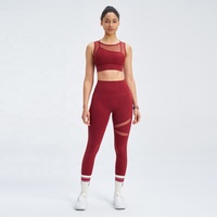 Combinaison de ski sexy pour femme, tenue de yoga, vêtement de sport en maille, legging de gym, soutien-gorge de fitness, haut de yoga