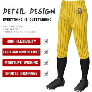 <b>Men's</b> Baseball <b>Knickers</b> Pinstripes Custom Logo Breathable Polyester Pants - Product Image 2