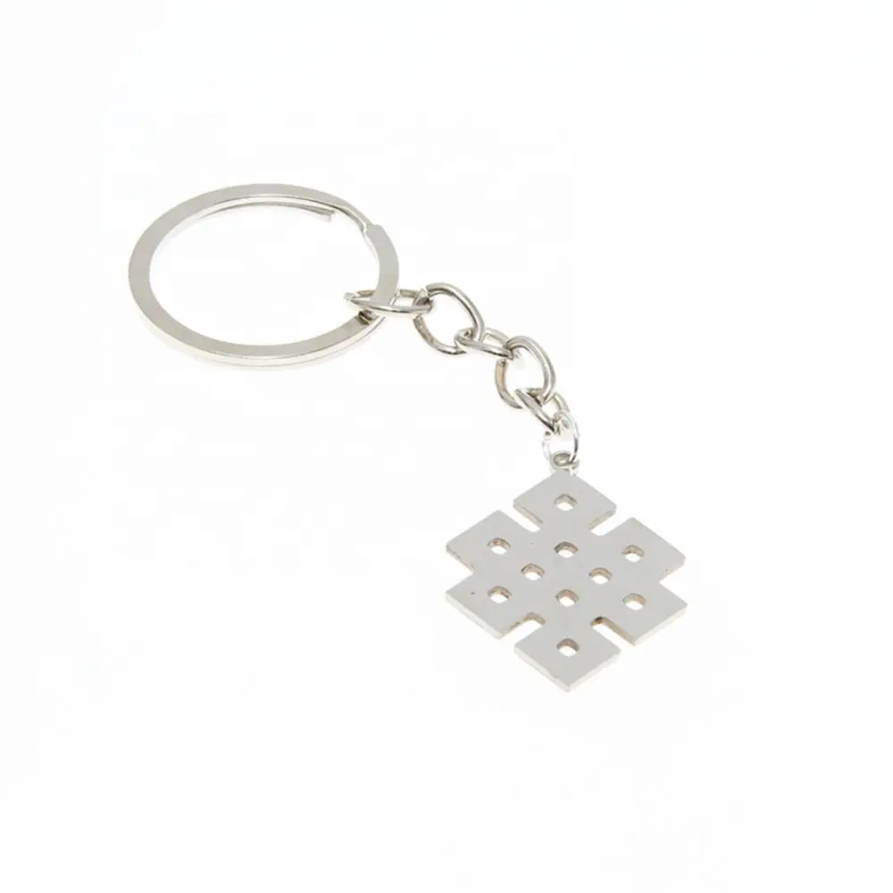 Endless Knot Symbol Silver tone Buddhism Emblem Amulet Talisman Keychain