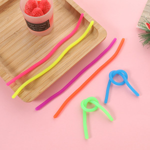 Factory Wholesale Colorful Soft Different Size Jelly Stress Relief Sensory Stretchy Elastic <b>Strings</b> Monkey Noodles Fidget Toys - Product Image 1