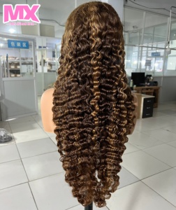 Parrucche Grezze Birmane Pixie Curly all'Ingrosso, <span class=keywords><strong>Parrucca</strong></span> Frontale in Pizzo HD Onda Profonda Biondo Miele 613, Parrucche Frontali in Pizzo HD 13X6, Capelli Umani - Product Image 2